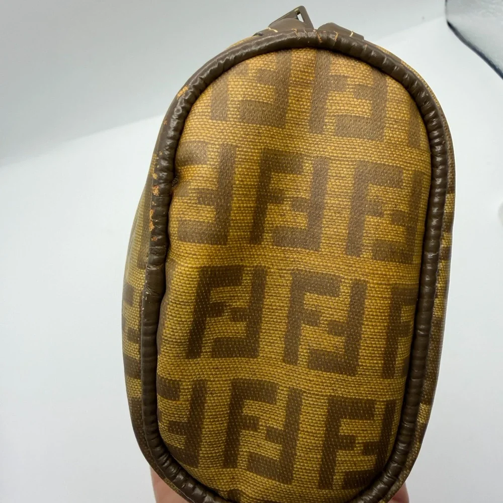 Fendi FF Logo Cosmetic Pouch in Brown and Tan - Picture 8 of 11